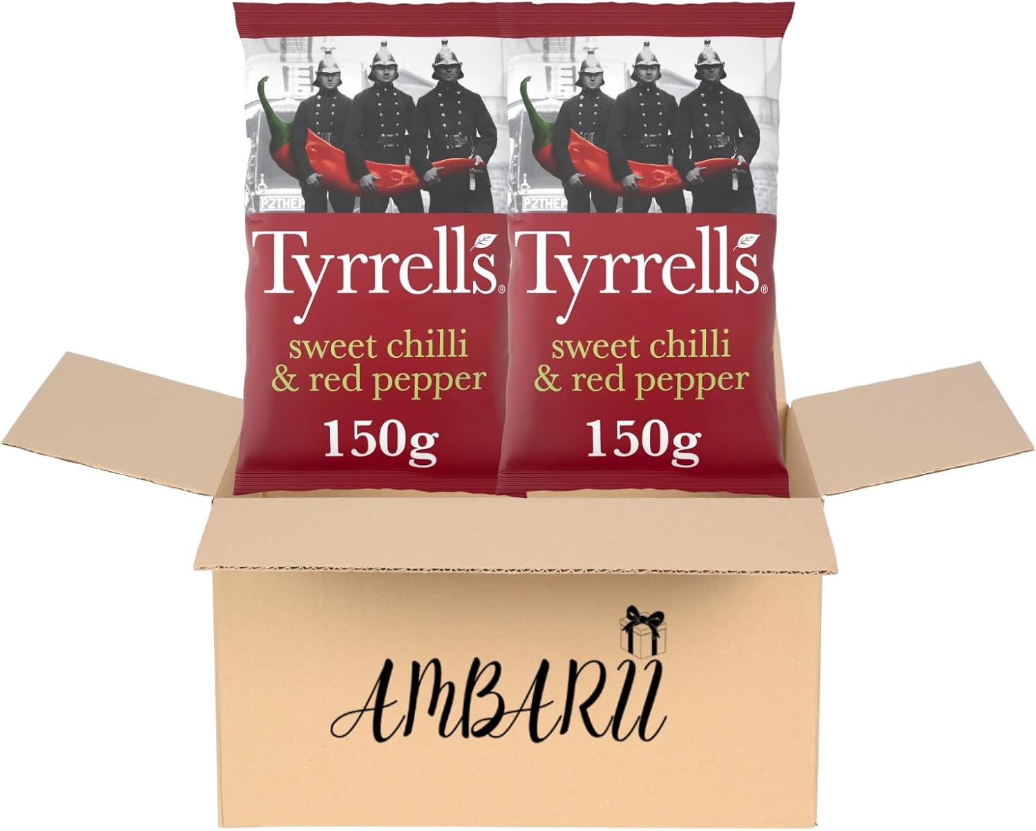 AMBARII Tyrrells Sweet Chilli and Red Pepper Crisps, Potato Chips, 150g, 2 Pack