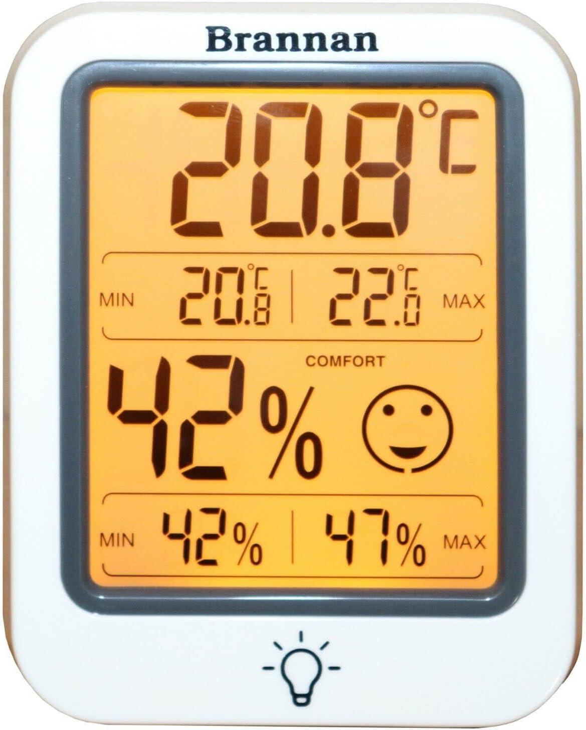 Brannan Digital Room Thermometer Hygrometer Indoor Humidity Meter Accurate Temperature Max Min Recording Backlight LCD Display Monitor Home Office Baby Room Nursery Greenhouse