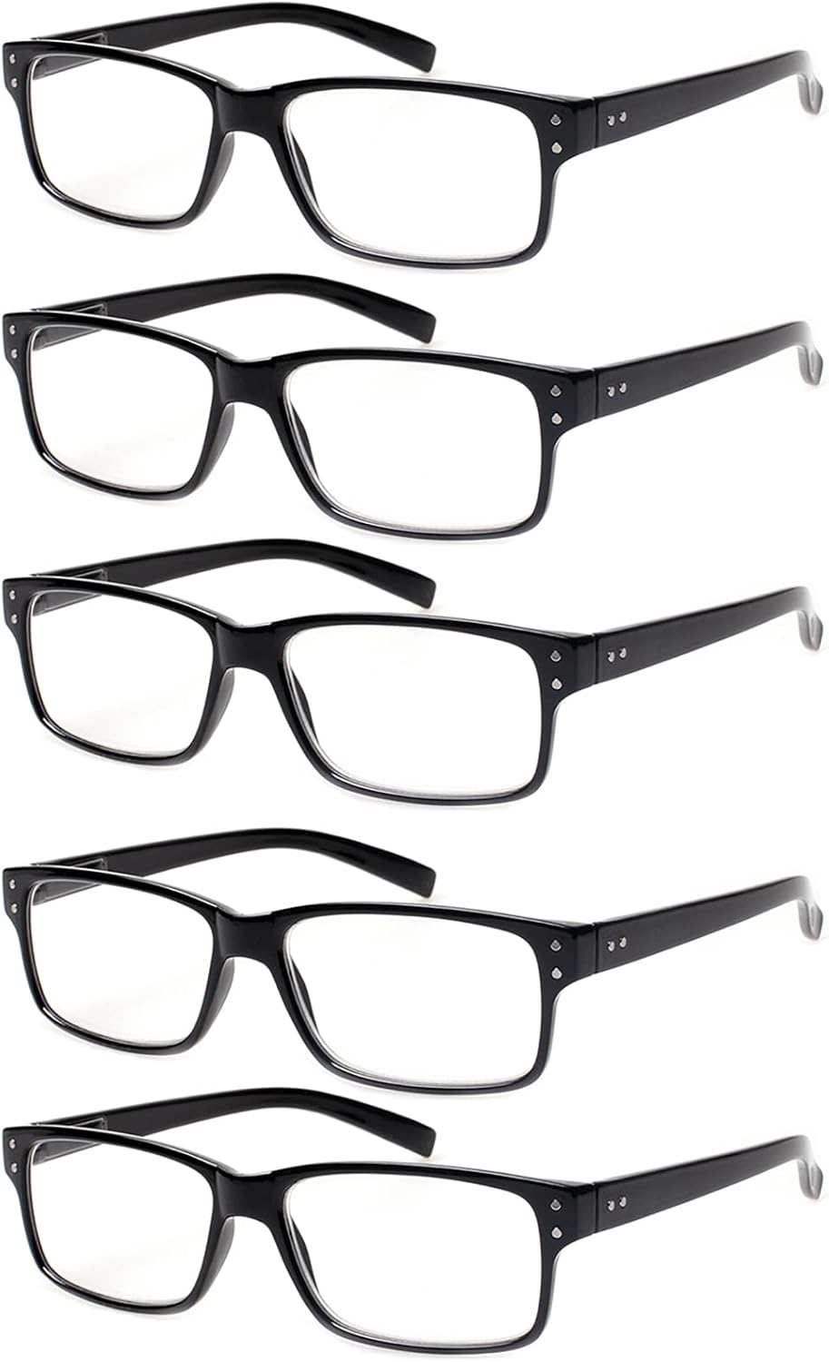 Kerecsen Reading Glasses 5 Pairs Quality Readers Spring Hinge Glasses for Reading for Men and Women (5 Black, 2.00, x)