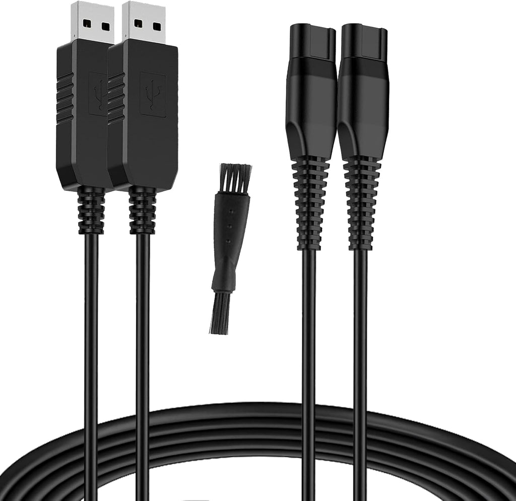 A00390 Charger Cable for Philips OneBlade QP2520 QP2510 QP2522, 4.3V 70mA USB Power Cord Compatible with MG3710 MG3720 BT3206 RQ330 RQ350 S1000 Series and More,2-Pack Black