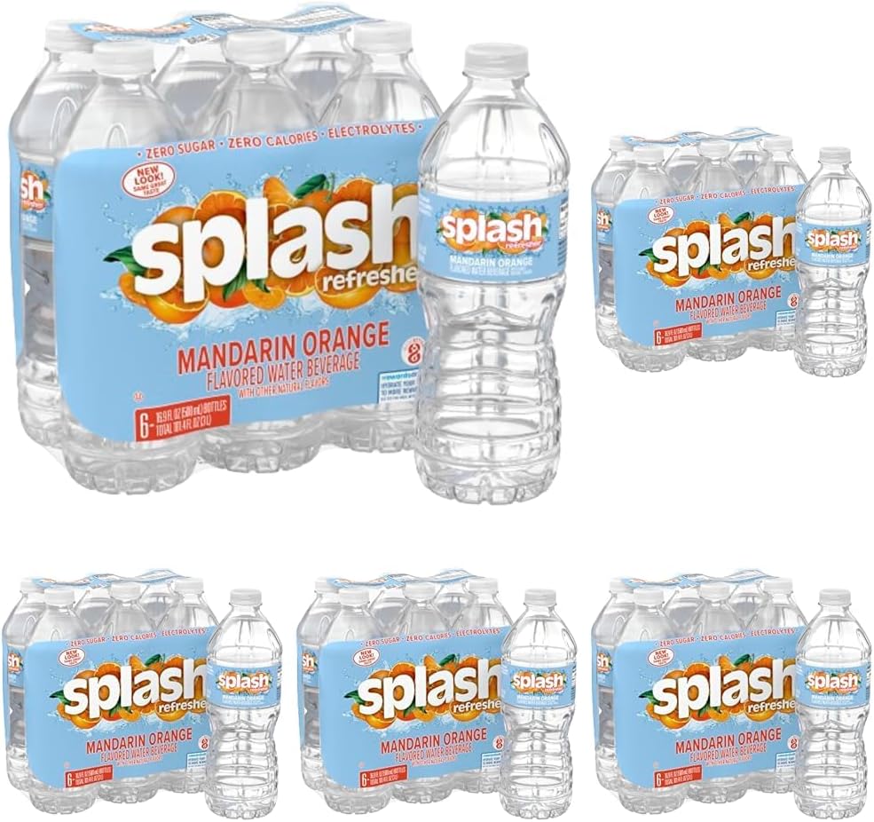 Splash Refresher Mandarin Orange Flavored Water, 16.9 Fl Oz, Plastic Bottle, Pack of 30