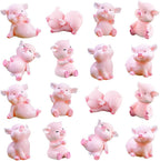 Miniature Pig Figurines,8 Pcs Cute Pink Piggy Toy Figures Toy Cake Toppers Decoration for Fairy Garden Car Party DIY Craft Project Decor