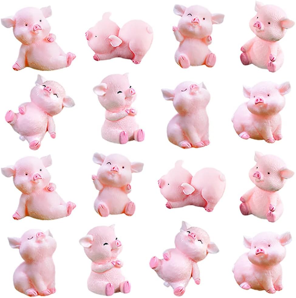 Miniature Pig Figurines,8 Pcs Cute Pink Piggy Toy Figures Toy Cake Toppers Decoration for Fairy Garden Car Party DIY Craft Project Decor