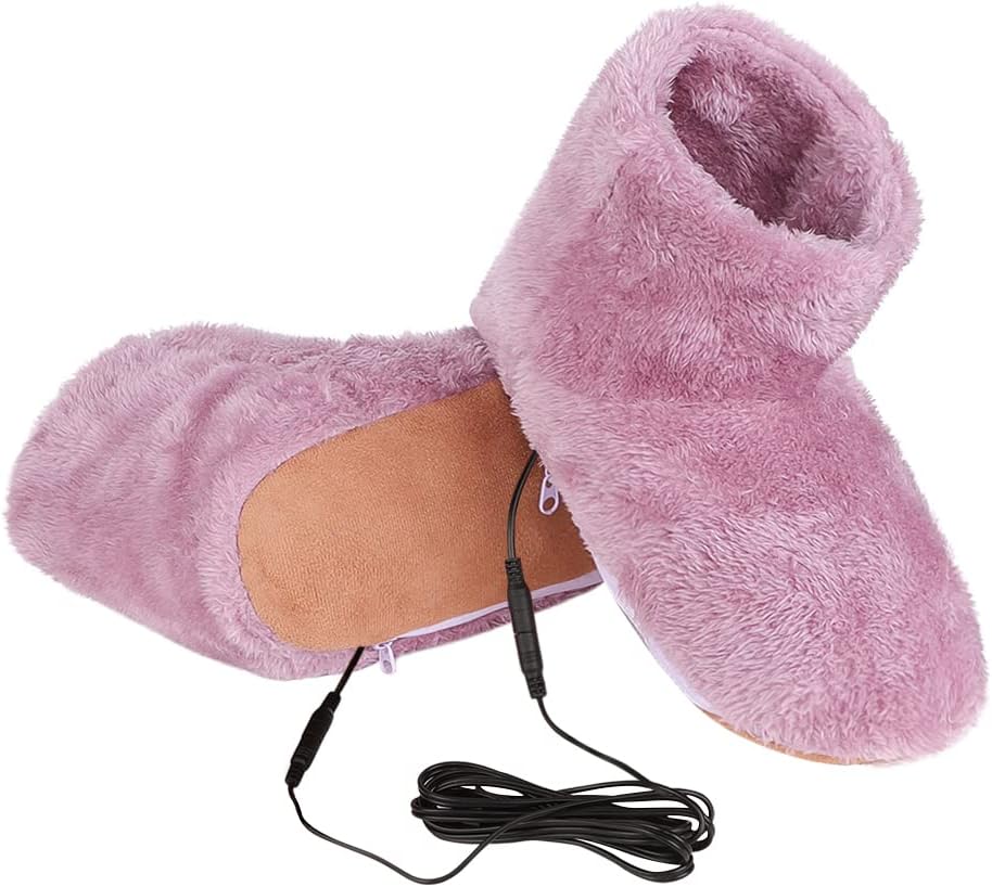 Haozaikeji USB Heated Slippers Electric Foot Warmer Heated Boots Warm House Shoes for Women Men