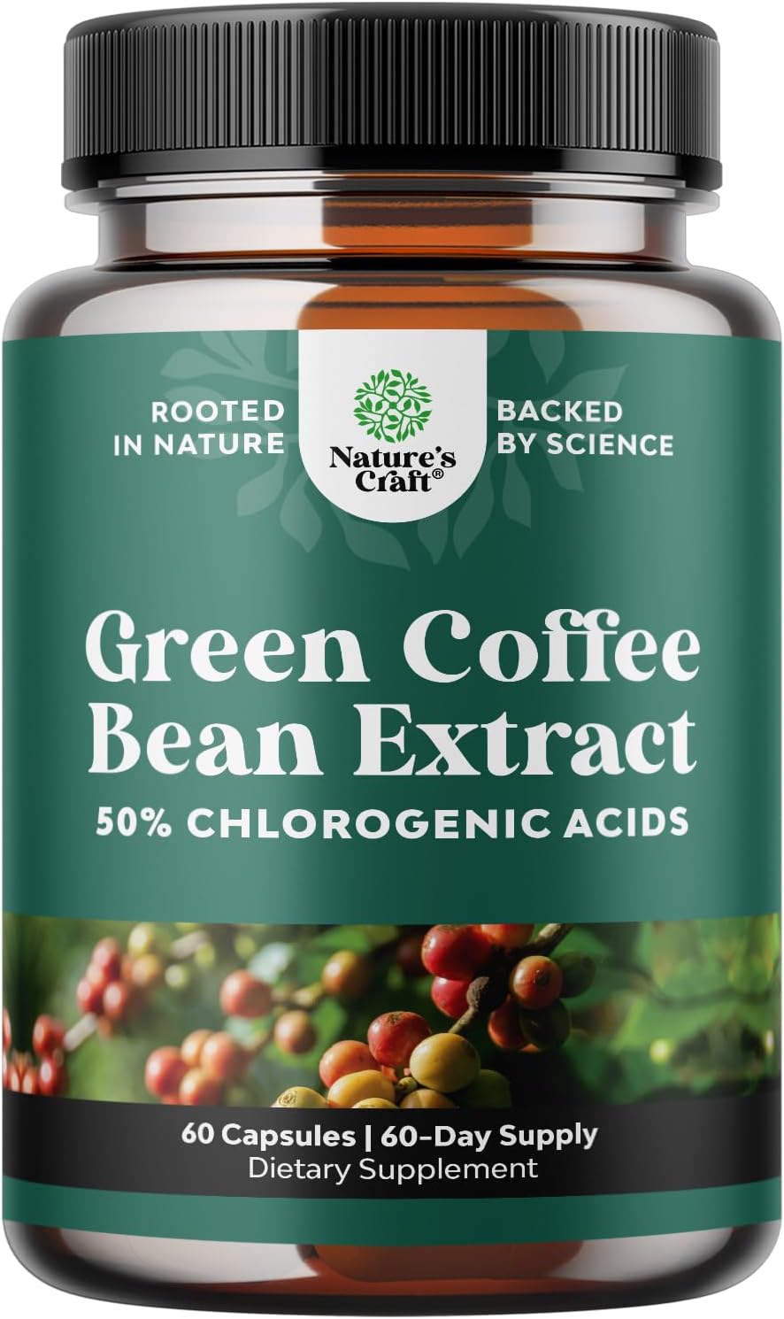 Green Coffee Bean Extract for Metabolism Support - Green Coffee Beans Chlorogenic Acid Supplement for Body Weight Maintenance & Diet Support - Herbal Capsules for Energy and Immune Help - 60 Count