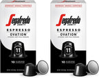 Segafredo Zanetti Espresso Capsules – Aluminum Pods for Nespresso Original Machines – Dark Roast Premium Espresso with a Full-Bodied Aroma – Strong, Intensity 11 – Ovation, 10 Count (Pack of 2)
