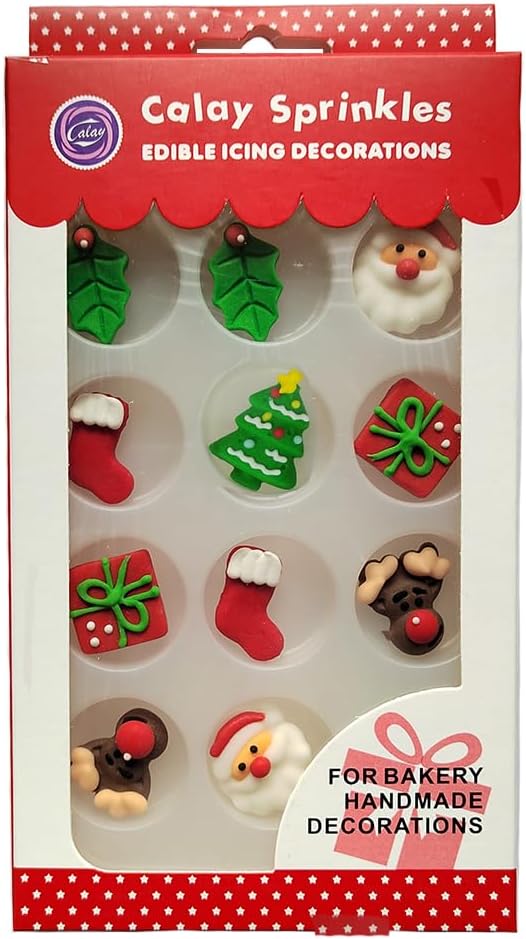Homankit Edible Candy Santa Claus Christmas Tree Christmas Stocking Reindeer Dessert Sprinkles Party Cookie DIY Cake Cupcake Topper Icing Frosting Decoration Christmas Supplies