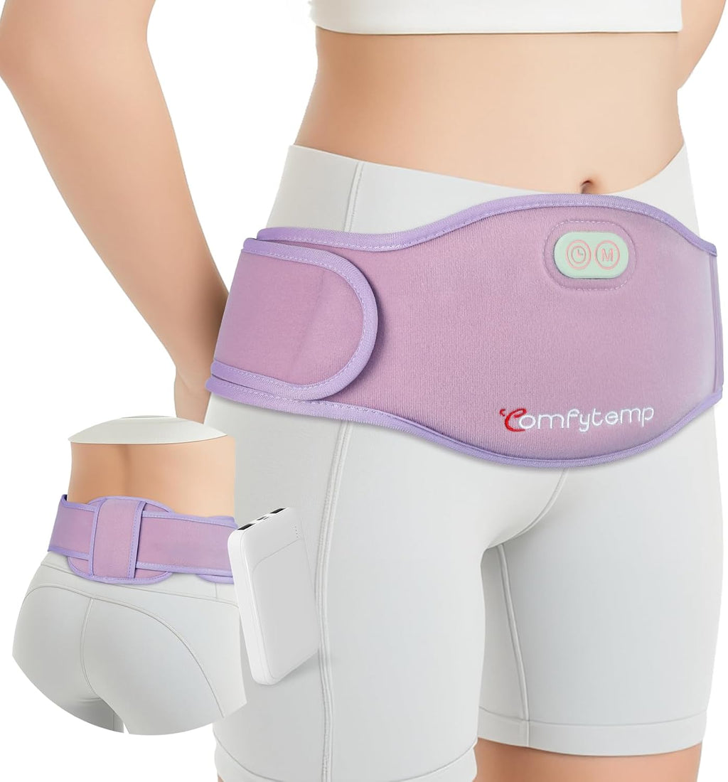 Comfytemp Portable Belly and Back Heating Pad for Period Soothing, FSA Eligible HSA Cordless Dual-Zone Menstrual Heating Pad Wearable Belt for Abdomen Waist, 3 Timer&Heat, Girl Women Mother Daughter