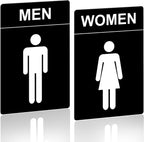 Restroom Sign - (2 Pack) 9"x6" Women and Men for Business with Strong Self-Adhesive, Bathroom Signs for Home Door or Wall, Ideal Unisex Bathroom Sign for Women and Men, Easy to Install