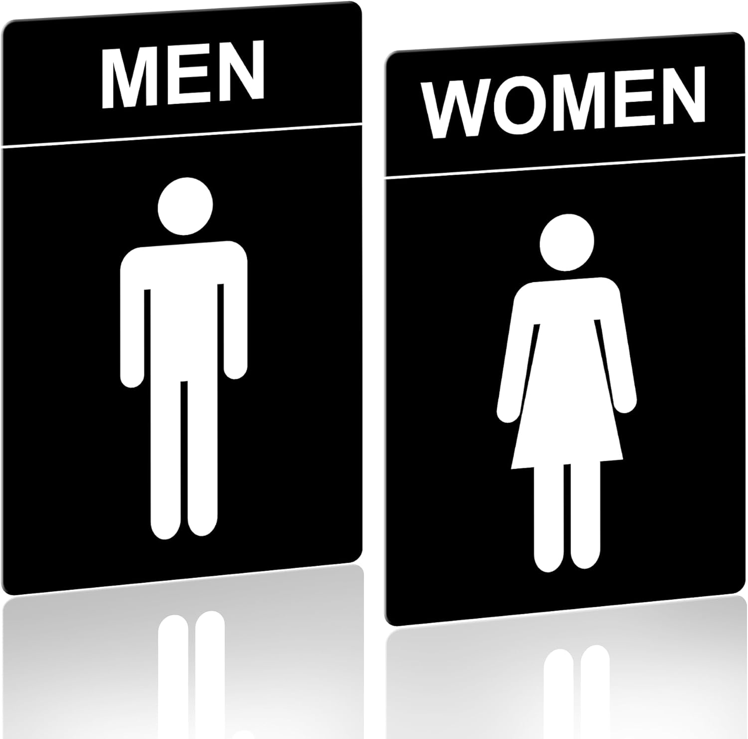 Restroom Sign - (2 Pack) 9"x6" Women and Men for Business with Strong Self-Adhesive, Bathroom Signs for Home Door or Wall, Ideal Unisex Bathroom Sign for Women and Men, Easy to Install