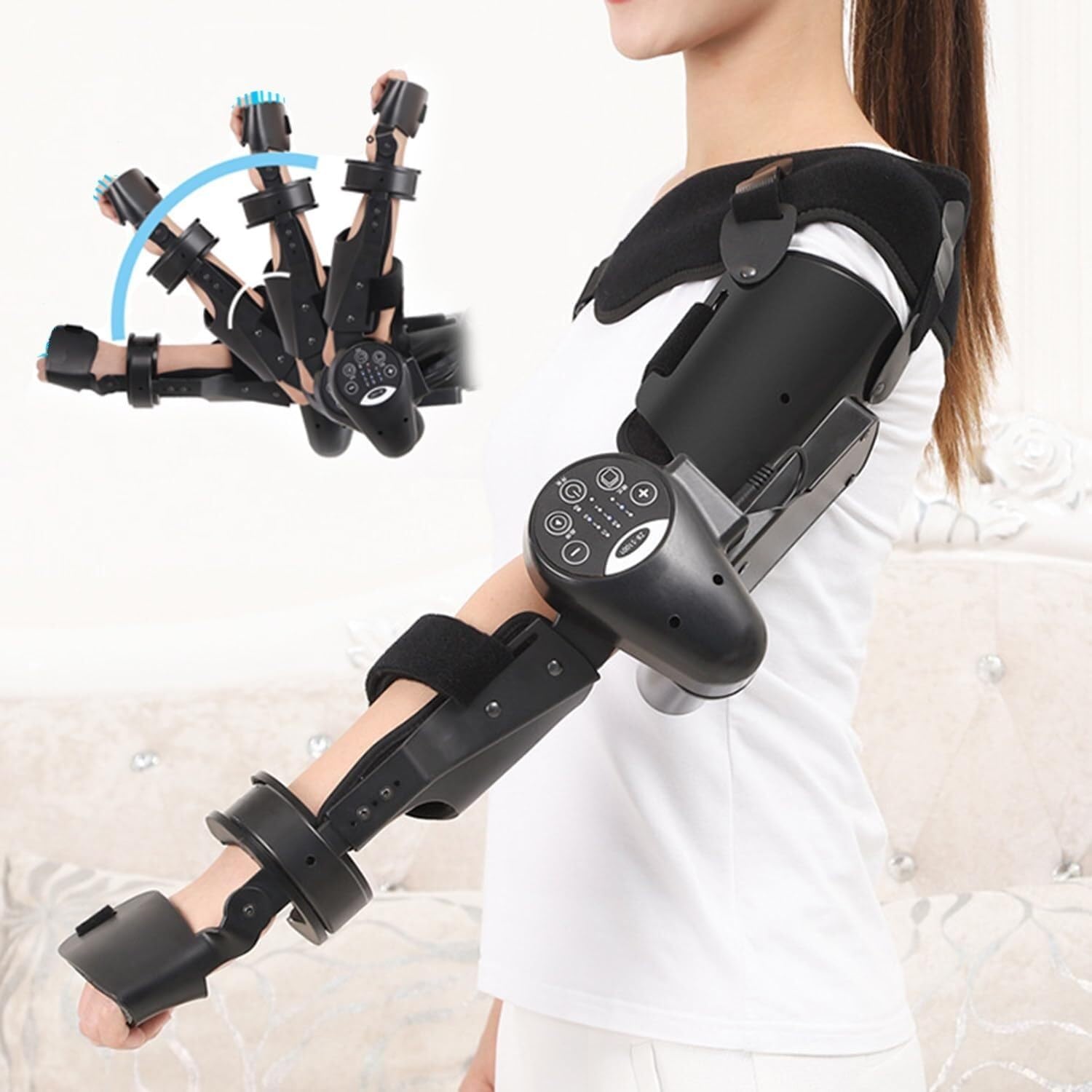 Elbow Joint Recovery Device, Stroke Rehabilitation arm Elbow Protector, Hemiplegia Robot Training Device, hinged Elbow Support arm Exerciser with Remote Control and Intelligent Timing(Right)