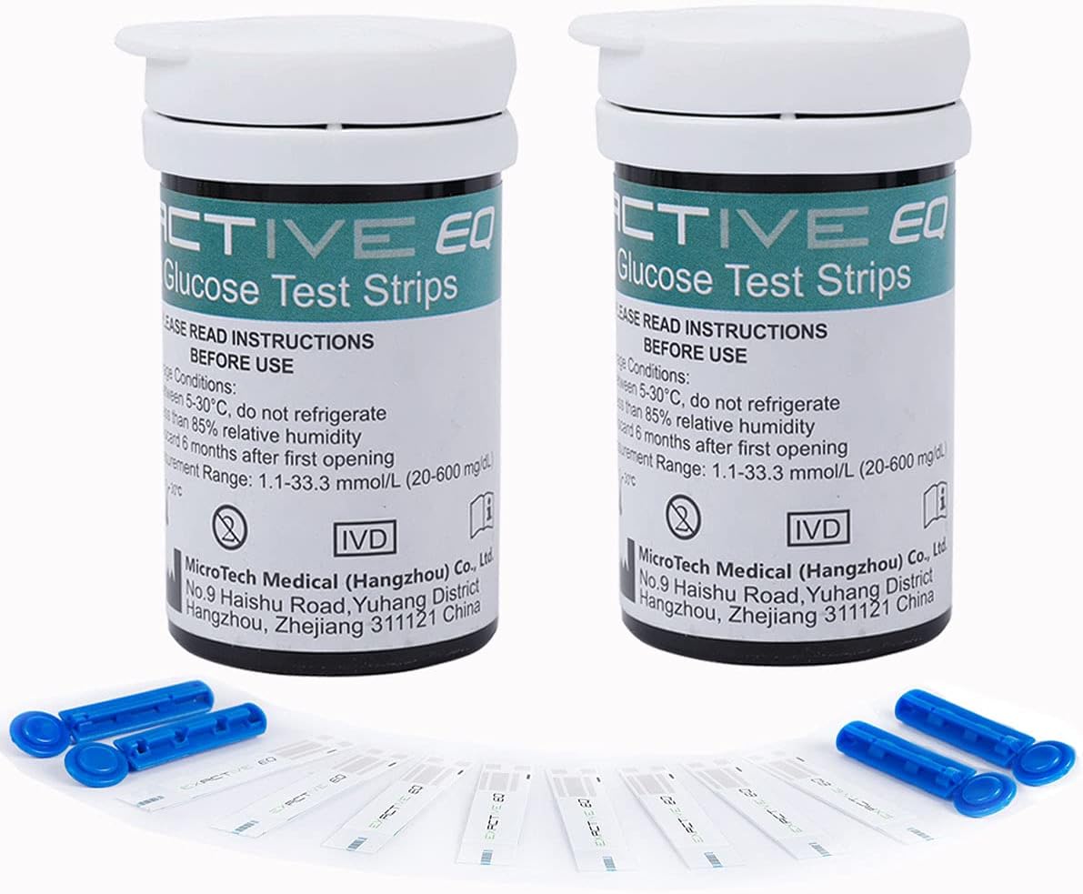 Exactive EQ Test Strips x50 Pieces and Lancets x 50 for Blood Glucose Meter Blood Sugar Monitor