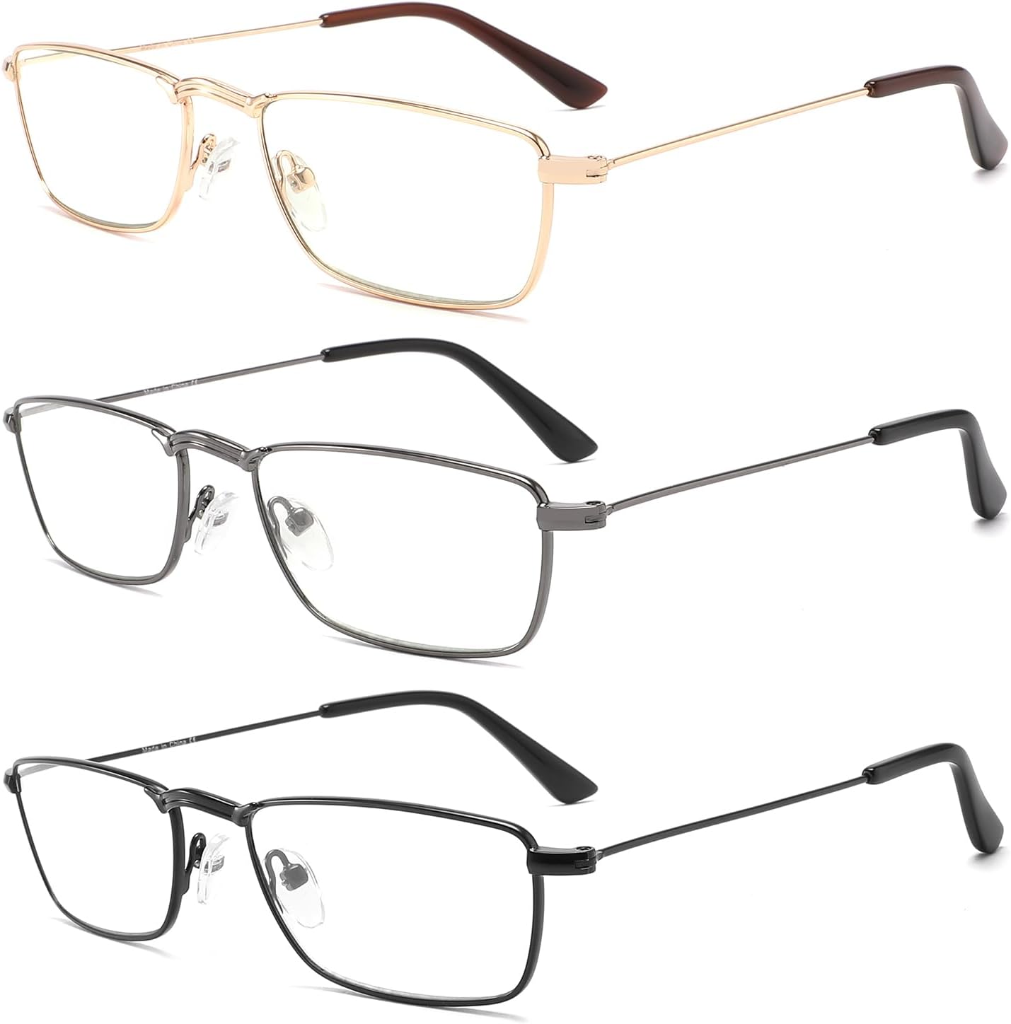 DONGDI Reading Glasses Blue Light Blocking Metal Eyeglasses Lightweight Computer Readers Anti Eyestrain & UV Protection