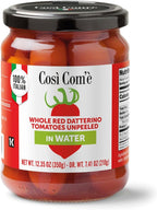 Cosi Come - Datterino Red Tomatoes Unpeeled in Water, Datterini Tomatoes in water (12.354 oz) 350 g, Low-acid, No additives, No preservatives, 100% Natural, Non-GMO, Product of Italy