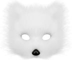 Soochat Fox Mask Half Face Wolf Mask Plush Therian Masks for Cosplay Halloween Masquerade Costume Party Cosplay Props (White)