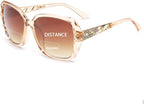 JM Bifocal Reading Sunglasses for Women Fashion Oversized Square Sun Readers Outdoor Reading Glasses UV400 Protection Brown +1.75