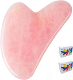 2PCS Gua Sha Facial Tool, Natural Jade Stone Guasha Board for Jawline Sculpting and Puffiness Reducing, Scraping Massage Tool, Skin-Care Gift for Men Women