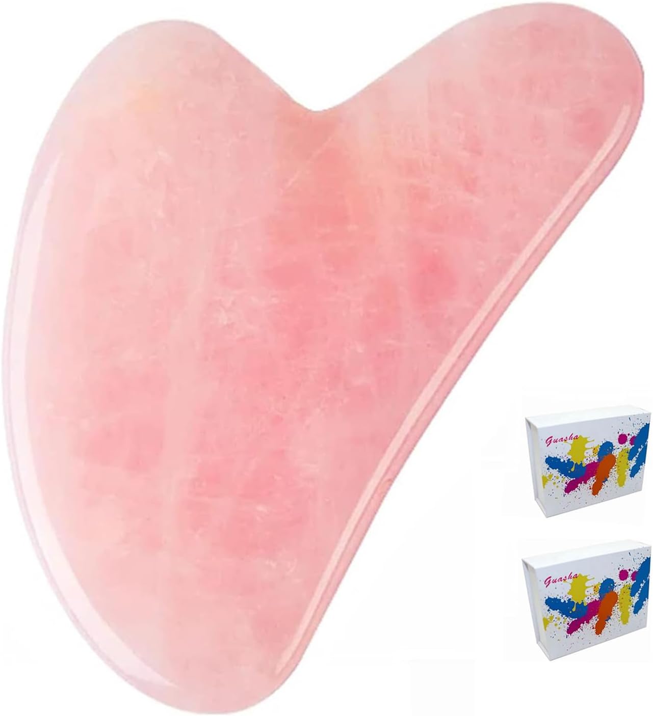 2PCS Gua Sha Facial Tool, Natural Jade Stone Guasha Board for Jawline Sculpting and Puffiness Reducing, Scraping Massage Tool, Skin-Care Gift for Men Women
