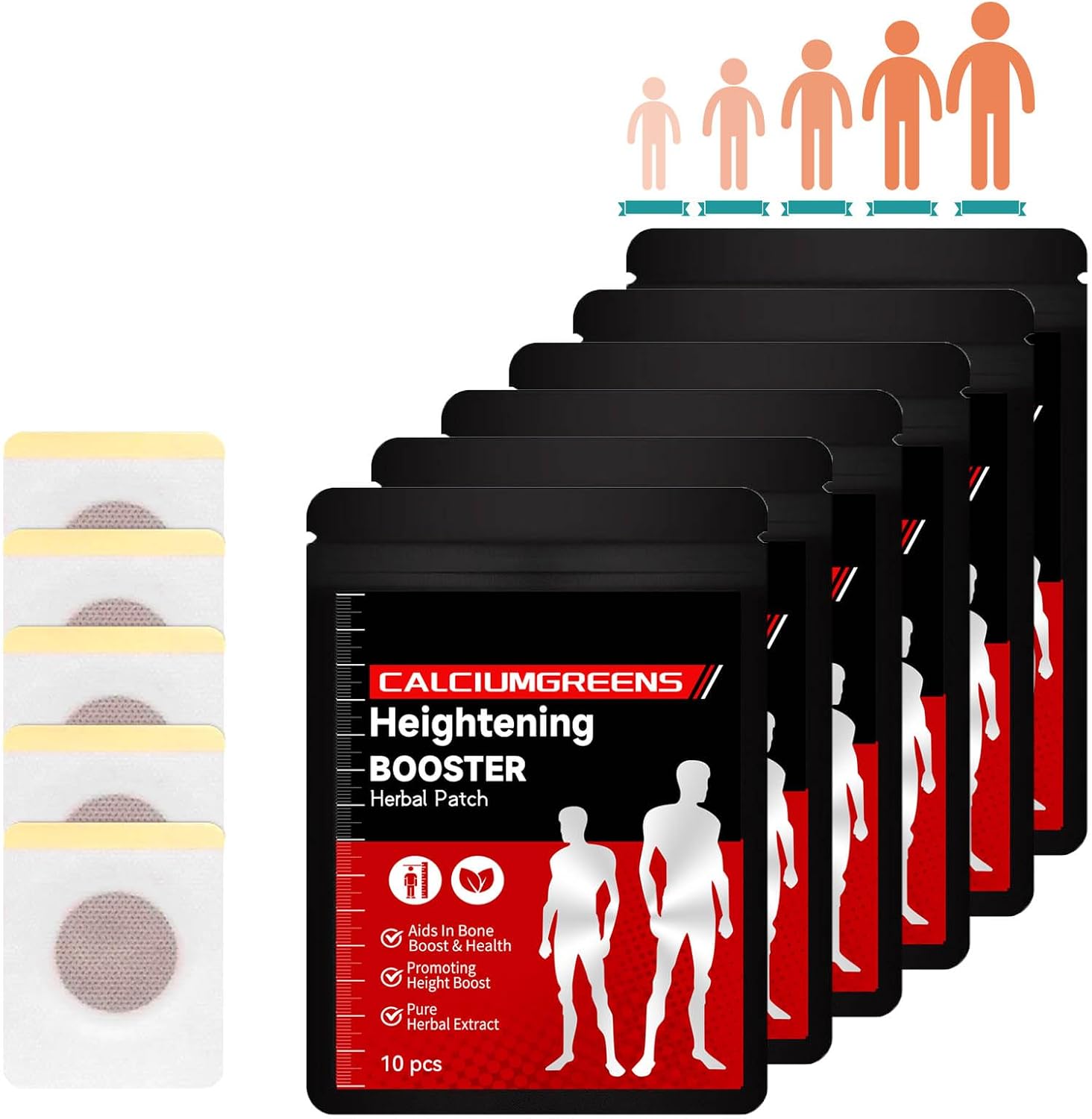 Generic Herbal Height Increasing Foot Patch, CalciumGreens Heightening Booster Herbal Patch, Herbal Calcium Support Patch, Bone Health & Height Enhancer (6 Pack)