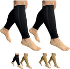 HealthyNees Footless 15-20 mmHg Zipper Compression Leg Calf Shin Sleeve 2 Pairs (Black Combo, S/M)