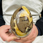 Beautiful Angel Aura Quartz Cluster Crystal Dec Septarian Dragon Calcite Crystal Egg Sphere Ornaments (Size : 450-500g)