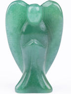 Green Aventurine Angel Crystal Statue,Hand-Carved Polished Angel Figurines Healing Crystal Decor,Green Cute Guardian Angel,Home Office Decoration Christmas Meditation Spiritual Gifts for Women