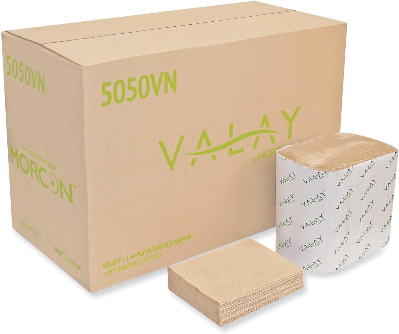 Valay Interfolded Napkins, 1-Ply, 6.3 X 8.85, Kraft, 6,000/carton