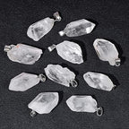 10pcs Irregular Raw Natural Clear Quartz Rock Stone Pendant Healing Crystal Chakra Gemstone Charm for Jewelry Making DIY Necklace Earrings Accessories Reiki