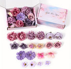 20PCS Artificial Flower Combo Box Set Silk Flowers Fake Roses for DIY Floral Arrangement Wedding Bouquet Centerpieces Home Decoration