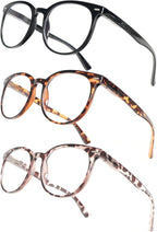 3 Pack Reading Glasses for Women Round Style Frame Spring Hinges with Three Soft Glasses Cases