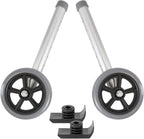 Walker Wheels and Ski Glides - Replacement Feet - Accessories Parts Set for Folding Medical Walkers - Universal Front, Back Stability Safety Wheel - Includes 2 Glide Tips, Two 5 Inch Rubber Wheel