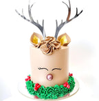 Christmas Reindeer Cake Topper, Silver Elk Antlers Cake Toppers Festival Cake Decorations Xmas Cupcake Dessert Table Topper for Wedding, Christmas Party Supplies-Silver