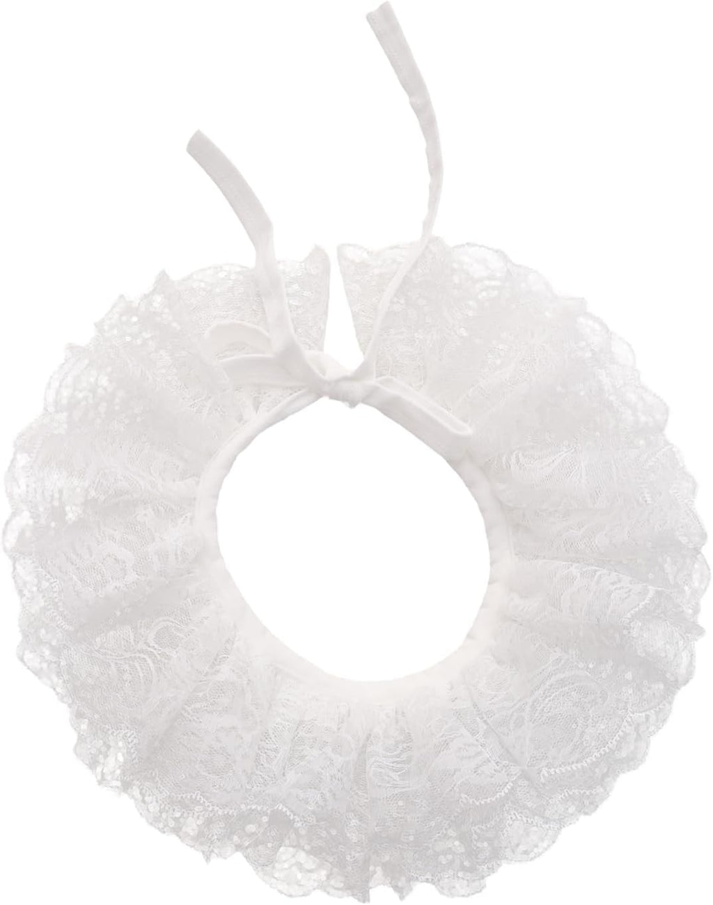 Lace Neck Ruffled Multi-layer Collar White Fake Collar Elizabethan Victorian Accessories for Women for Halloween Costume Party