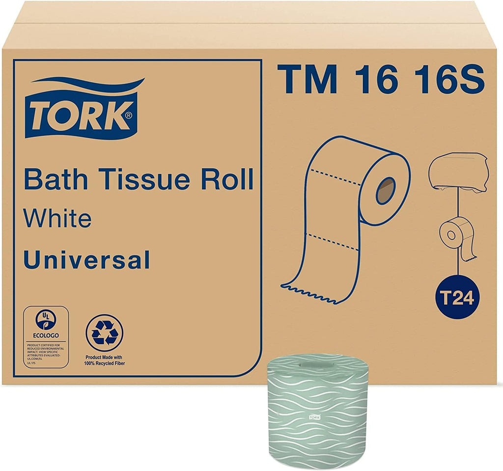 Tork Septic Safe Toilet Paper, White, 2-Ply 100% Recycled, Eco-Friendly, T24 Compatible 96 Rolls x 500 Sheets (TM1616S)