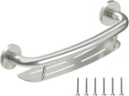 HEALTHCRAFT Plus 2-in-1 Shampoo Shelf and Grab Bar 16" inch, ADA Compliant, Wall-Mounted Bathroom Safety Grab Bar for Seniors, Supports up to 500 lbs in Brushed Stainless