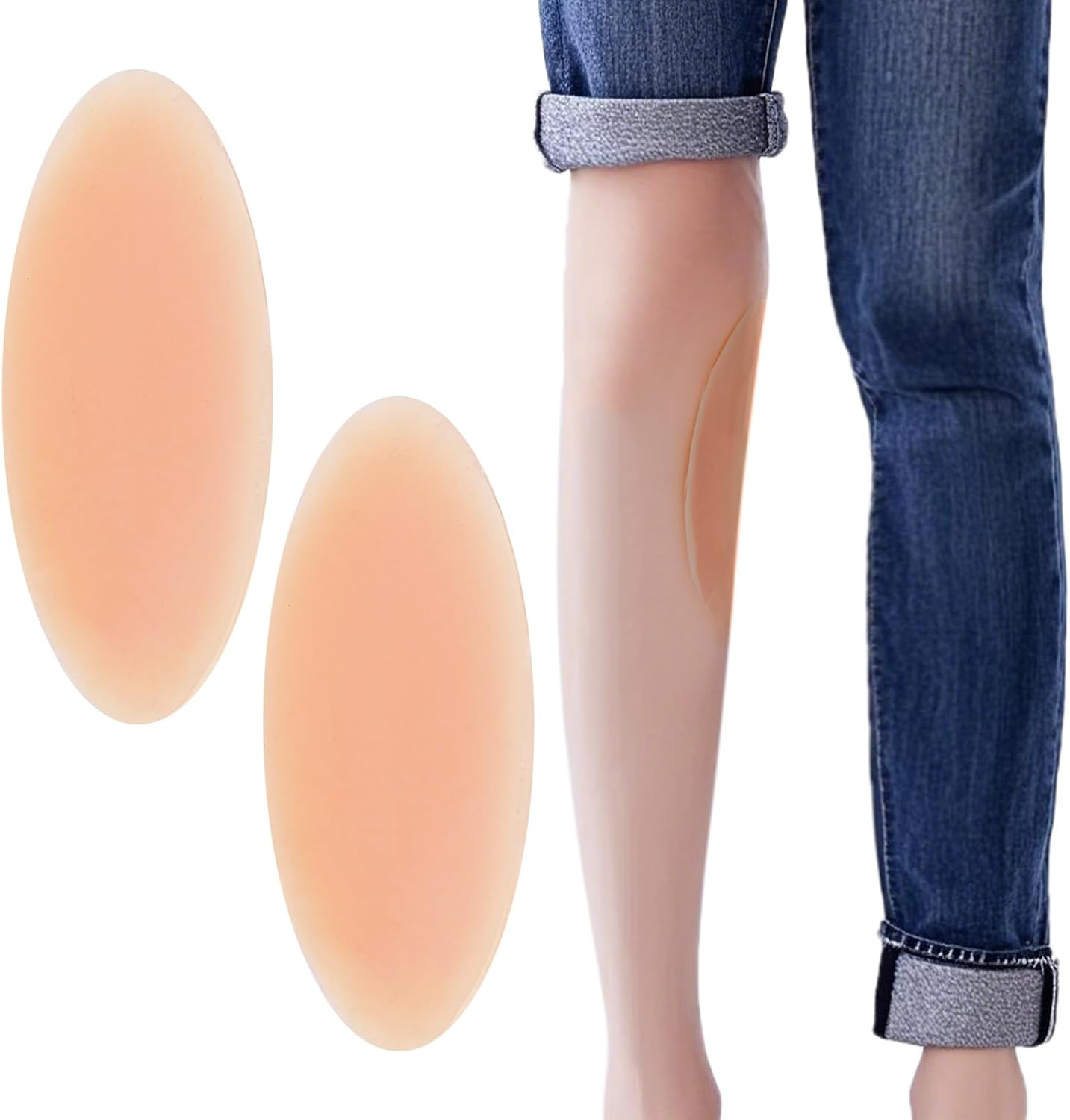 Silicone Adhesive Calf Pads 1 Pair Soft Waterproof Silicone Calf Corrector for Crooked Thin Skinny Legs, Small