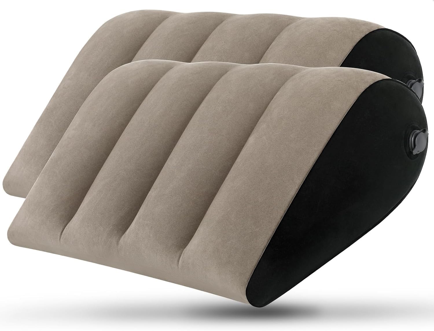 JDOBEST 2 Pack Portable Inflatable Wedge Pillow,Body Positioner for Sleep Support, Adjustable Travel Cushion - Lightweight Bed/Leg/Partner Support Pillow, Fast Inflation,for Home, Travel,Outdoor