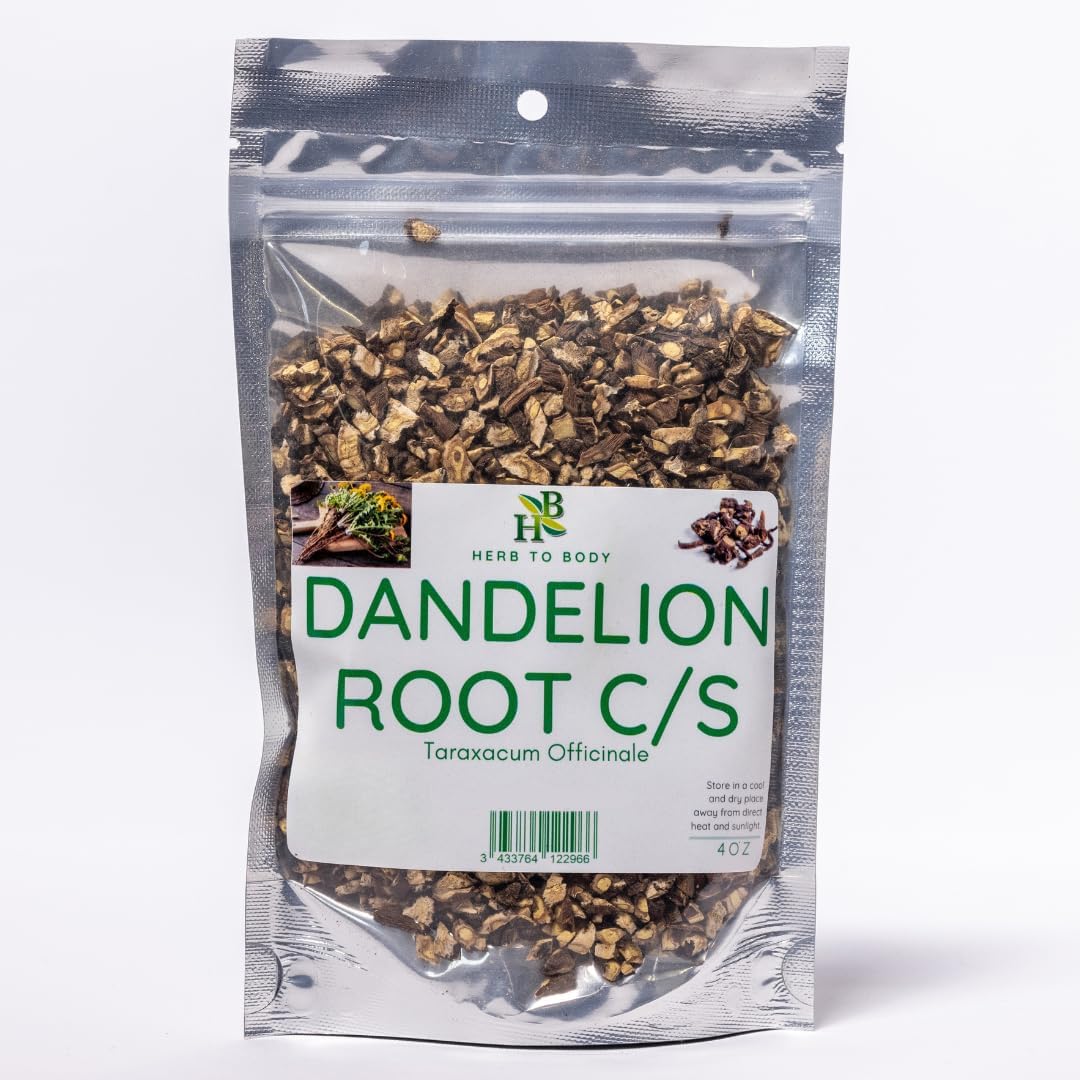 Herb To Body Dandelion Root Herb C/S - Taraxacum Officinale, Cut & Sifted Dried Dandelion Root for Loose Leaf Tea, Herbal Tea & Botanical Preparations, 4 oz