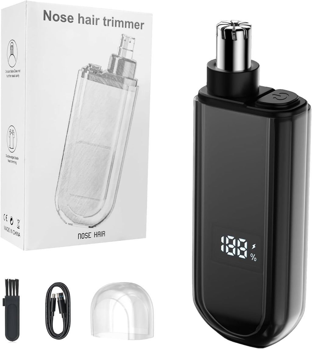 2026 Professional Ear and Nose Hair Trimmer, IPX7 Waterproof USB Rechargeable for Men & Women - Painless Quiet Electric Trimmer, Travel-Friendly, Easy to Clean Dual Edge Blades (Black)