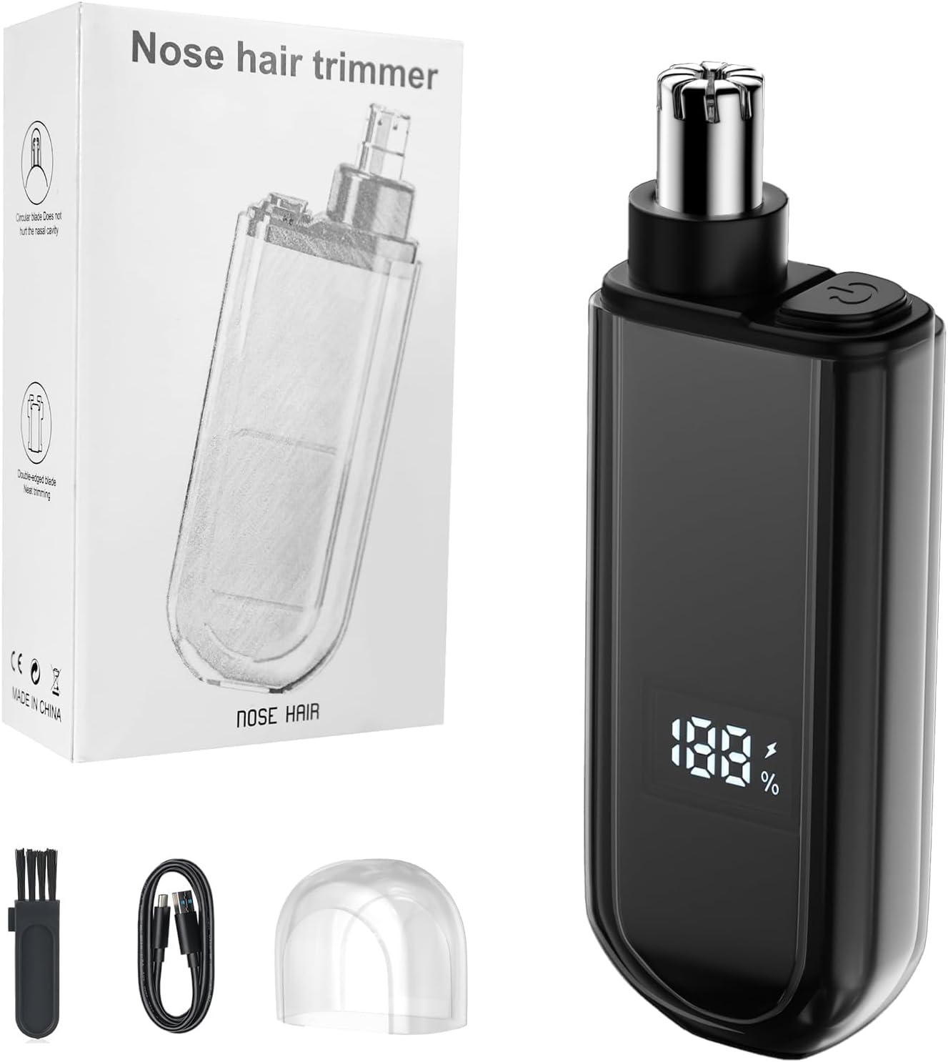 2026 Professional Ear and Nose Hair Trimmer, IPX7 Waterproof USB Rechargeable for Men & Women - Painless Quiet Electric Trimmer, Travel-Friendly, Easy to Clean Dual Edge Blades (Black)