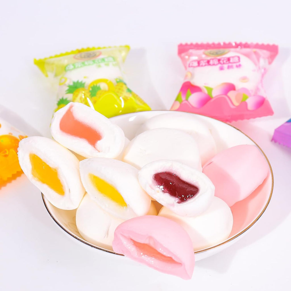 Marshmallows 240g (8.46oz.) Joy Candy Fruit-Flavored Sandwich Marshmallows（Five Flavors Include White Peach, Honey Peach, Pineapple, Blueberry, And Sweet Orange.）