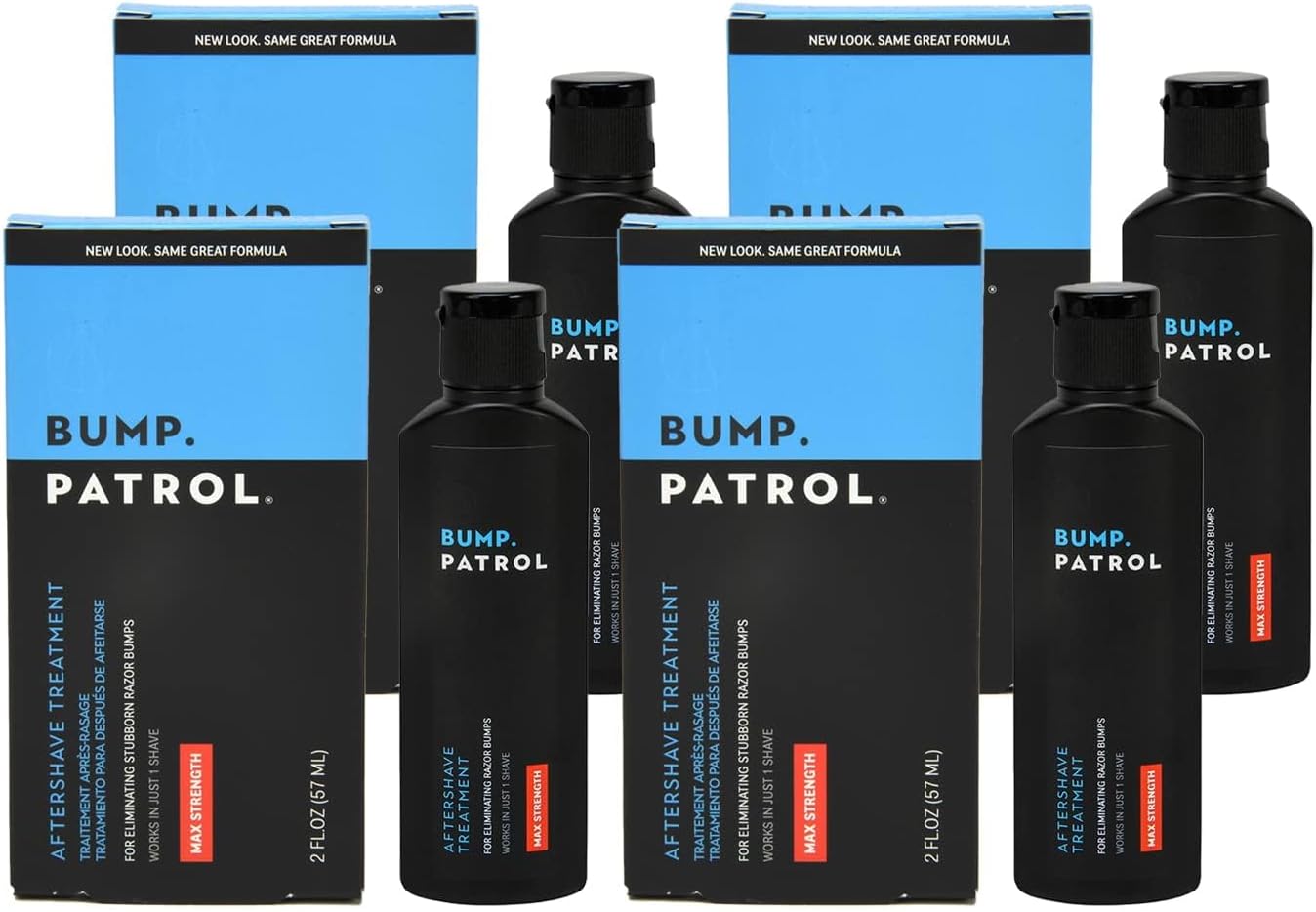Bump Patrol Maximum Strength Aftershave Treatment Serum – Razor Bump Stopper and Ingrown Hair Treatment for Men and Women, Fast Acting Formula - 2 oz (Pack of 4)