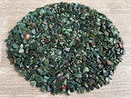 GAF TREASURES Natural Semi Tumbled Bloodstone Gemstone Chips, Crushed Mini Crystals, Undrilled (Bloodstone, Green, 1 Pound)