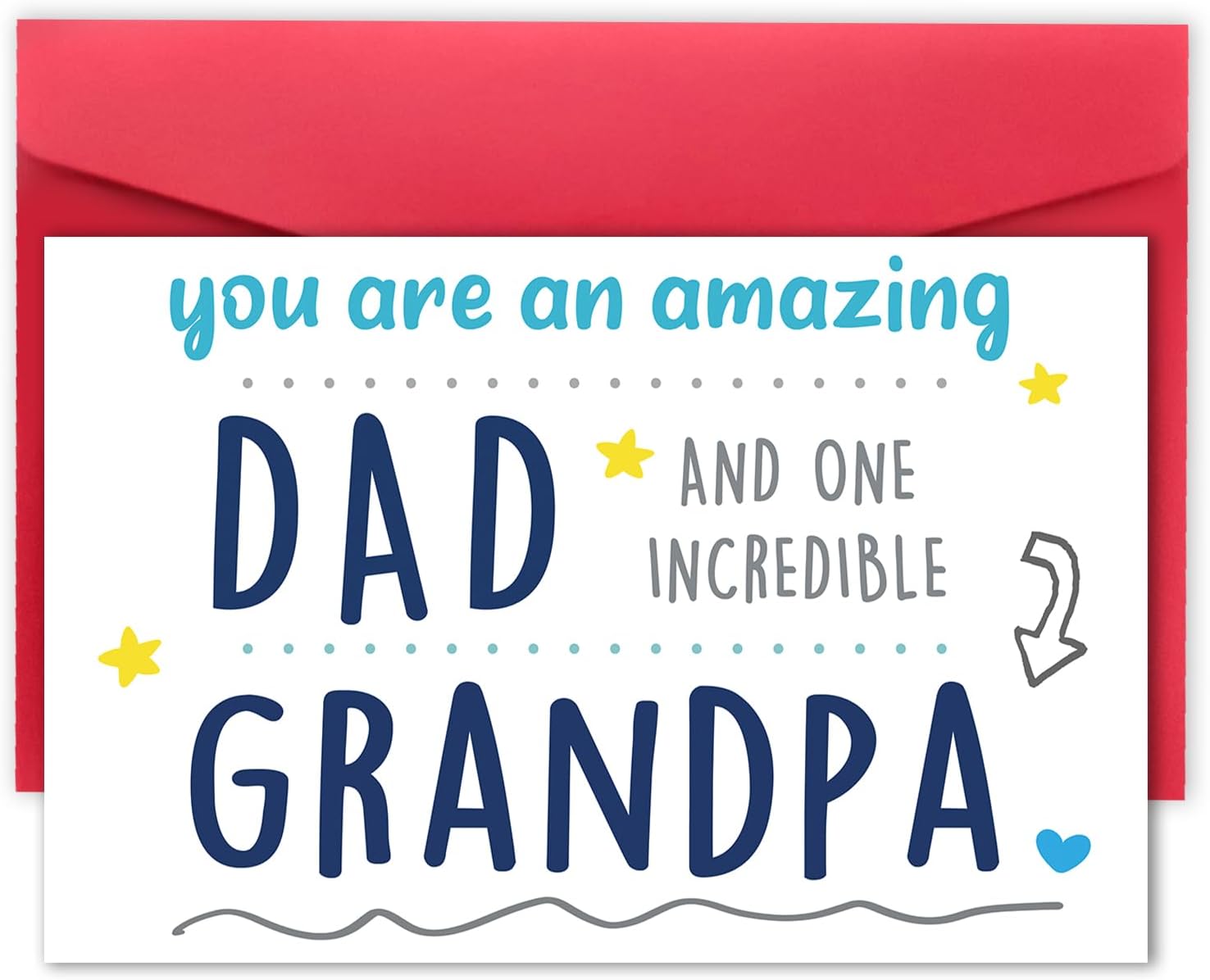 Happy Fathers Day Card for Grandad,Father's Day Gift from Kid Grandson Granddaughter,Grandpa Birthday Card,You Are An Amazing Dad and One Incredible Grandpa