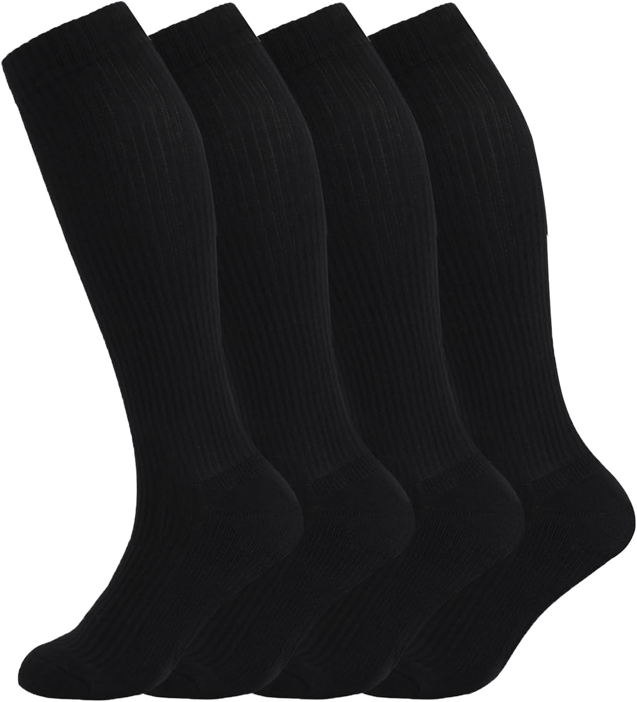 +MD Cotton Compression Socks for Women & Men 4/6 Pairs 15-20mmHg Knee High for Sports, Travel, Nursing Long Sitting Standing
