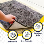 Muddy Mat® | Super Absorbent Door Mat Indoor, Microfiber Quick Dry Chenille Entryway Rug, Non-Slip Front Door Mat, Indoor Mats for Entryway, Machine Washable Pet Rug, Grey 30"x19"