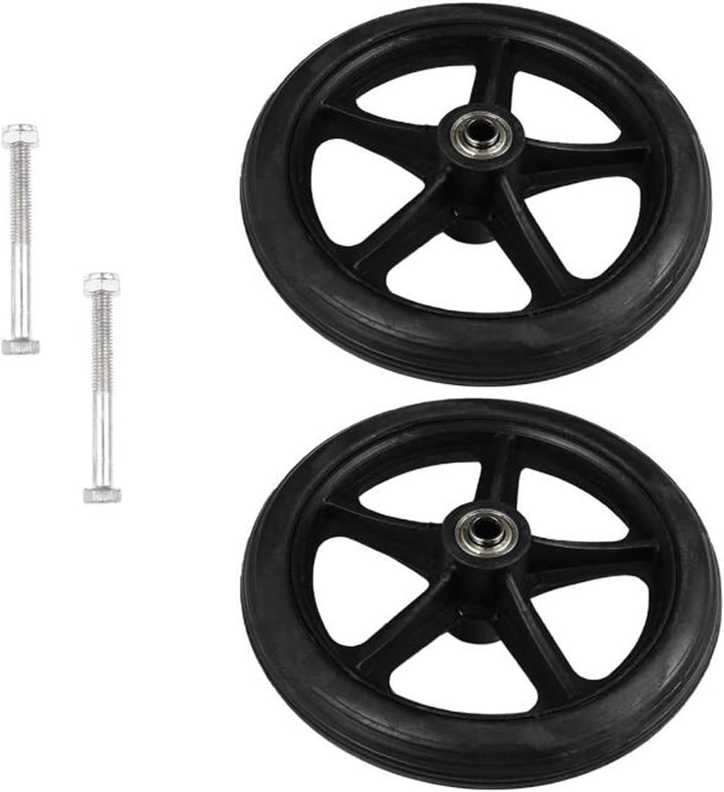 WORDFUN 6" 7" 8" Solid Tyre, Black Grey (2 Pcs), Front Wheel Tires for Wheelchair, Wheelchair Caster Wheel, Antiwear, Front Wheels Replacement Parts, Non-Slip