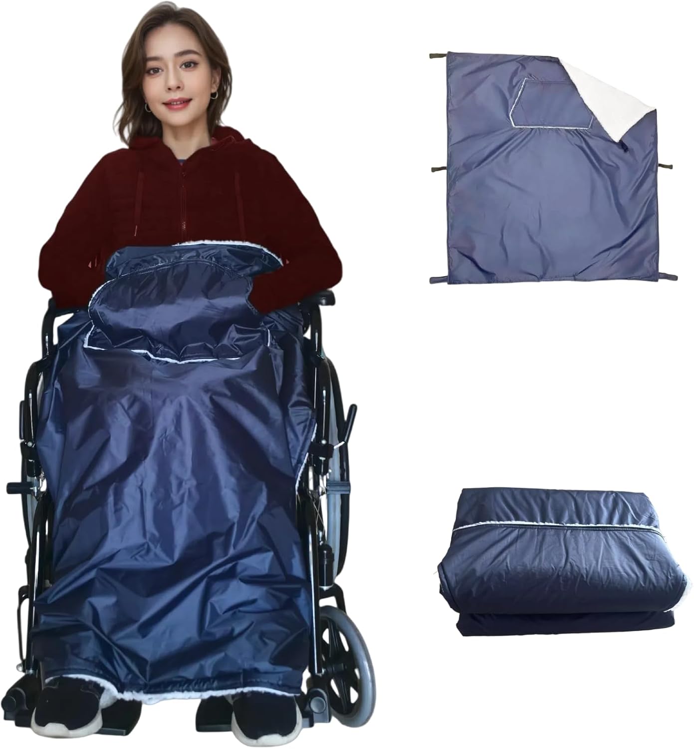 Waterproof Wheelchair Blanket 42"X45" No Pet Hair Sticking - Windproof Fleece Lap Blanket for Elderly, Machine Washable Lightweight Throw for Hospital, Outdoor Travel & Gift Vacuum Packaging