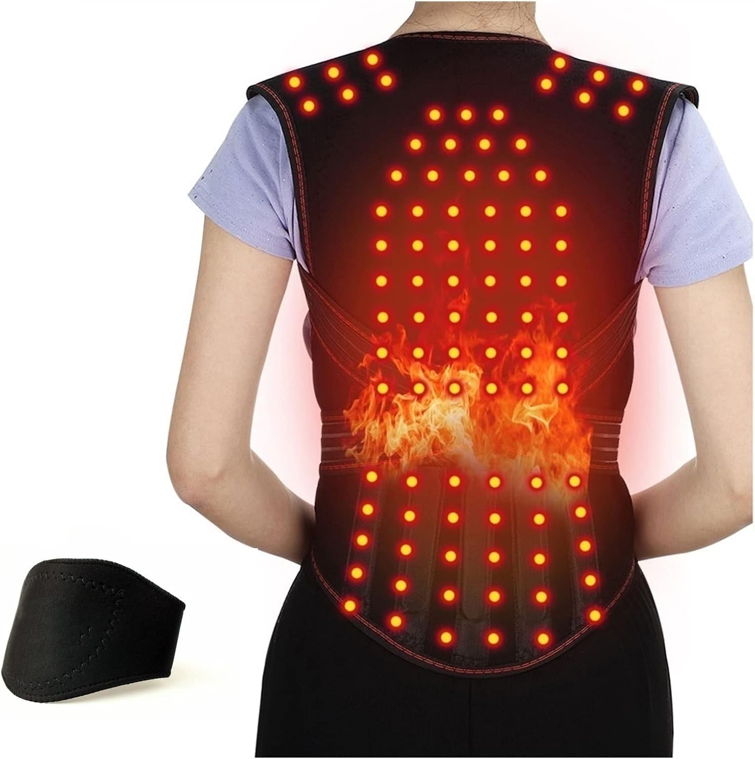Lumbar Decompression Belt For Men& Woman Self-Heating Full Back Support Belt 108pcs Magnets Waist Back Brace Vest Spine Shoulder Neck Posture Correction Belt (Size : Large)