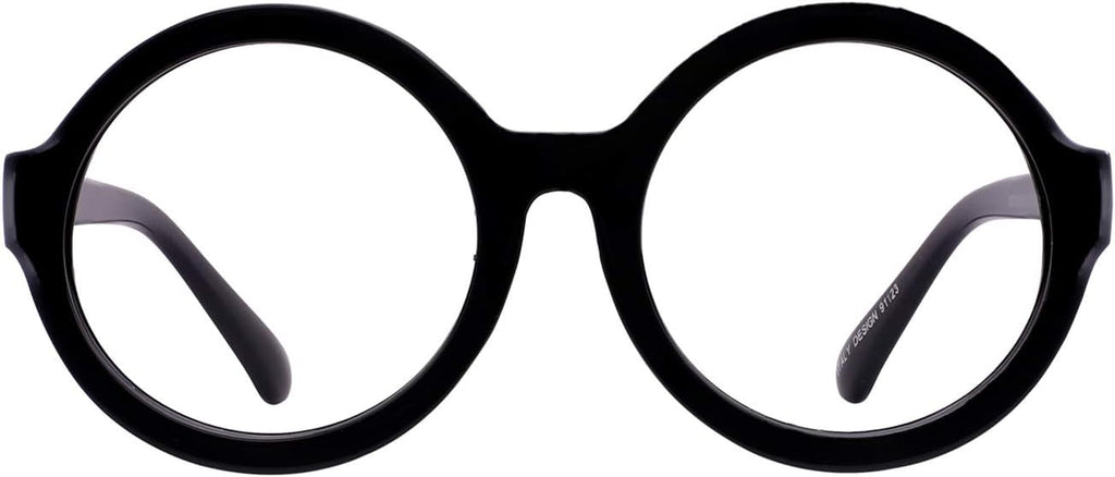 OCCI CHIARI Large Reading Glasses for Women Oversized Round Readers (Black,2.0)